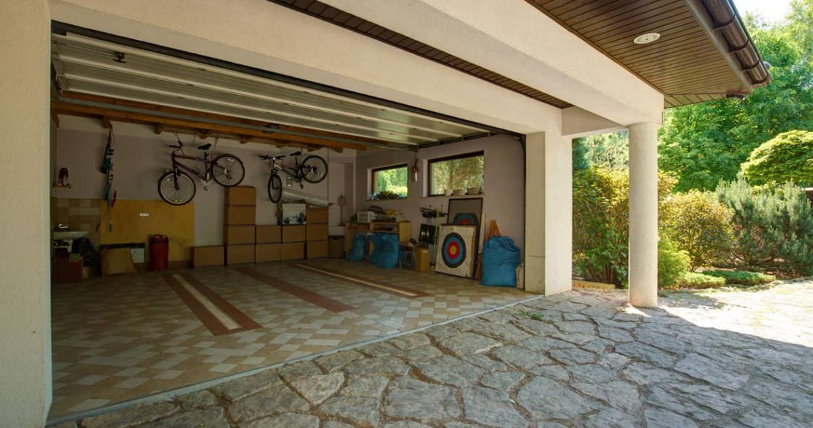 clean double car garage